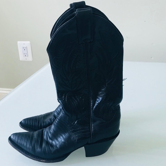Justin Boots Shoes - Justin Black Leather Cowboys Boots Size 6B